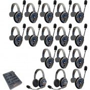 Eartec Ultralite Pro16 Long-range Dual-channel Full-duplex Wireless Intercom System With 14 Single-ear & 2 Dual-ear Headsets (2.4 Ghz)