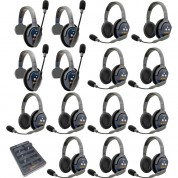 Eartec Ultralite Pro16 Long-range Dual-channel Full-duplex Wireless Intercom System With 4 Single-ear & 11 Dual-ear Headsets (2.4 Ghz)