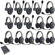 Eartec Ultralite Pro16 Long-range Dual-channel Full-duplex Wireless Intercom System With 7 Single-ear & 8 Dual-ear Headsets (2.4 Ghz)