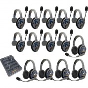 Eartec Ultralite Pro16 Long-range Dual-channel Full-duplex Wireless Intercom System With 9 Single-ear & 5 Dual-ear Headsets (2.4 Ghz)