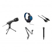 Audio-technica At2005usb Cardioid Dynamic Usb/xlr Microphone Kit With Broadcast Arm And Headphones