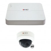 Acti 8-channel 8mp Standalone Poe Nvr (no Hdd) With Four Mini Dome Cameras