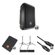 Jbl Irx108bt Powered Portable Speaker Kit With Covers, Speaker Stands, And Cables