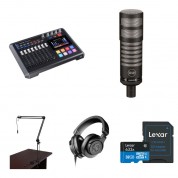 Tascam Mixcast 4 Podcast Value Kit With Limelight Mic, Boom Arm, And Headphones