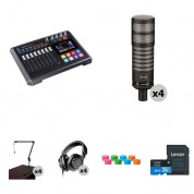 Tascam Mixcast 4 Four-person Podcast Value Kit With Limelight Mics, Boom Arms, And Headphones